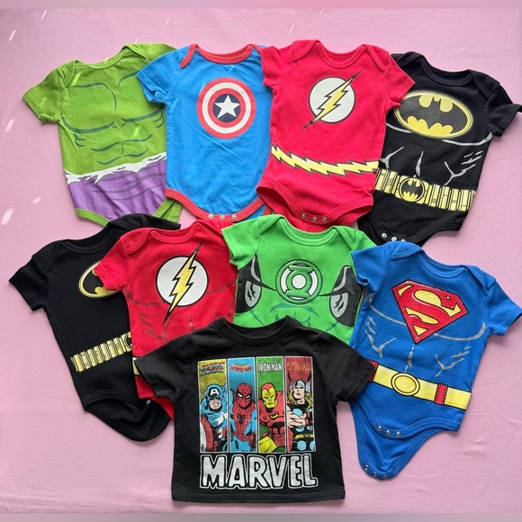 Justice League and Marvel baby clothes Size 3-6M/6-9M/12m